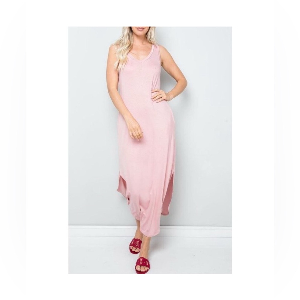 Sweet Lovely by Jen NWOT Mauve VNeck Midi Tank Dress Size Medium